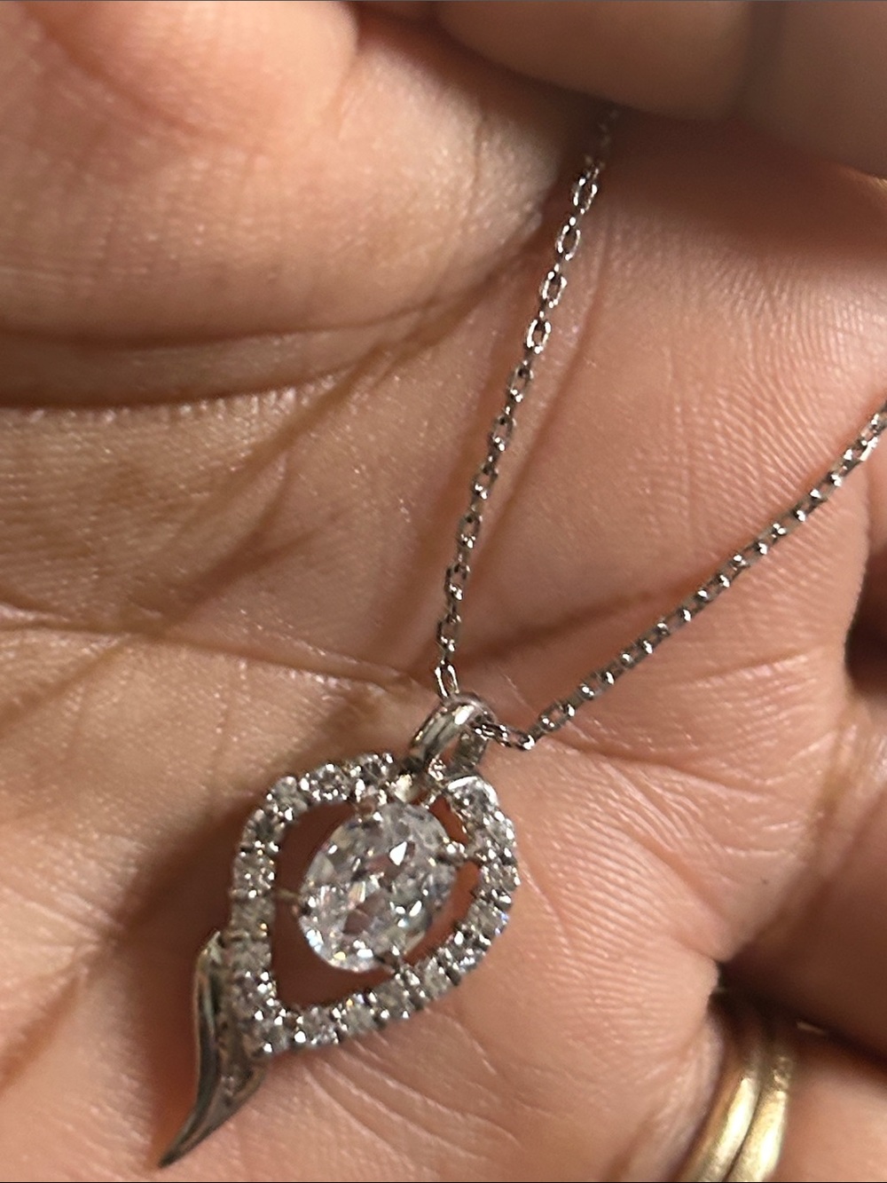 Sterling Silver White zirconiaTeardrop Pendant Necklace